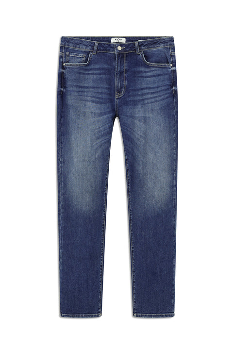 Koyu Mavi Regular Fit Standart Kesim Likralı Denim Pantolon