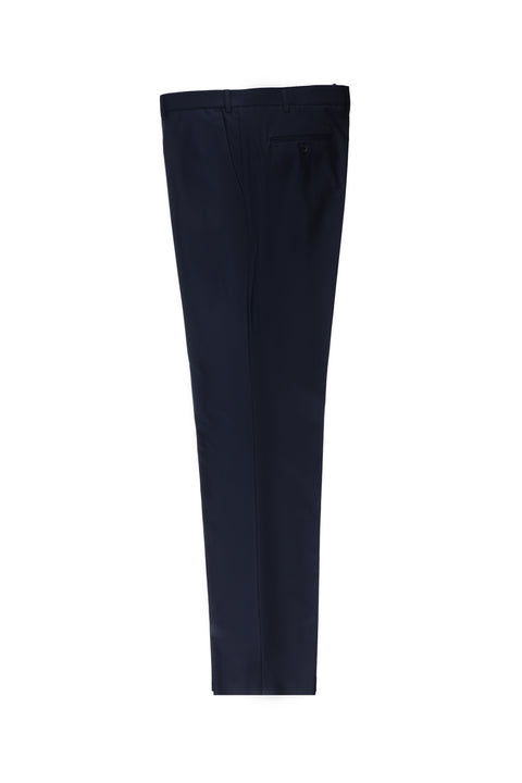 Black Navy 6 Drop Regular Fit Standard Cut Classic Fabric Trousers