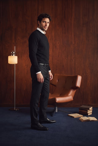 Koyu Füme 7 Drop Slim Fit Dar Kesim Yünlü Klasik Kumaş Pantolon