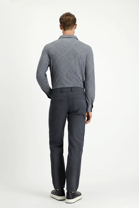 Medium Gray 6 Drop Regular Fit Standard Cut Wool Fabric Trousers