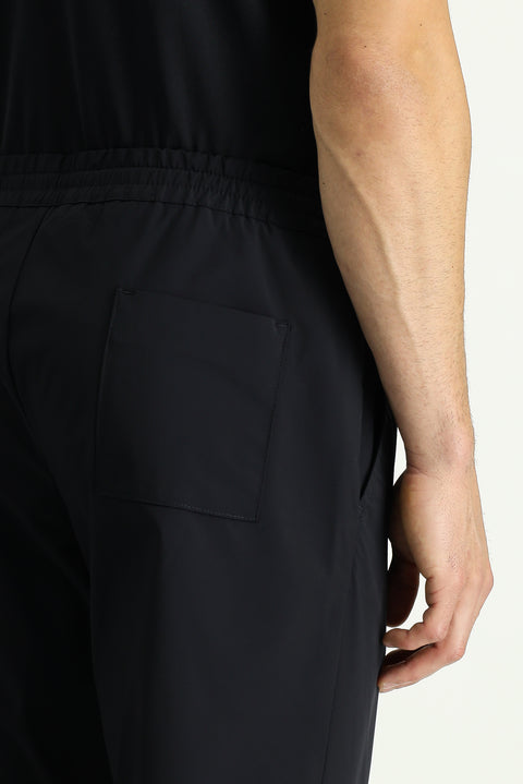 Dark Navy Techno-Line 7 Drop Super Slim Fit Extra Narrow Cut Lycra Elastic Waist Drawstring Classic Fabric Trousers