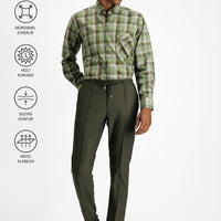 Koyu Haki Techno-Line 7 Drop Super Slim Fit Eksra Dar Kesim Likralı Beli Lastikli İpli Klasik Kumaş Pantolon