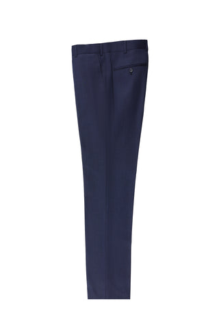 Orta Lacivert 7 Drop Slim Fit Dar Kesim Klasik Desenli Kumaş Pantolon