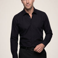 Siyah Uzun Kol Slim Fit Non Iron Ütü Gerektirmeyen %100 Pamuk Klasik Gömlek