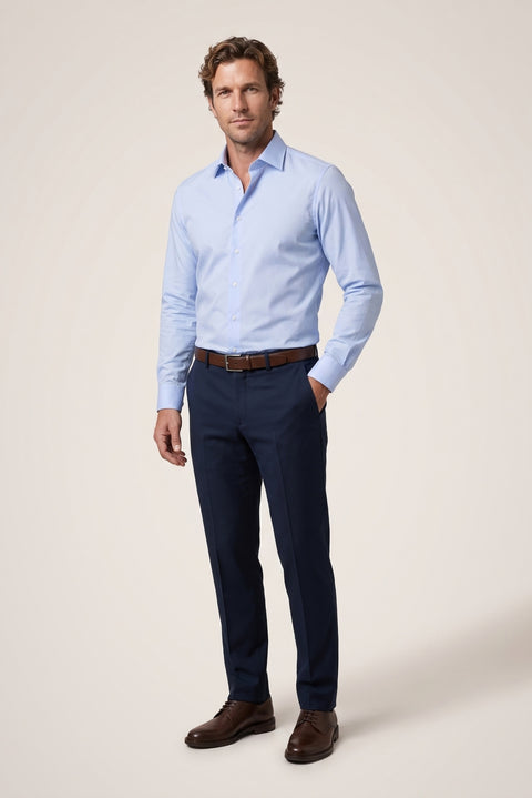 Uçuk Mavi Uzun Kol Slim Fit Non Iron Ütü Gerektirmeyen %100 Pamuk Klasik Gömlek