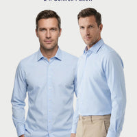 Mavi-Mavi 2'li Uzun Kol Regular Fit Pamuklu Ütü Gerektirmeyen Pamuklu Klasik Non Iron Gömlek Seti