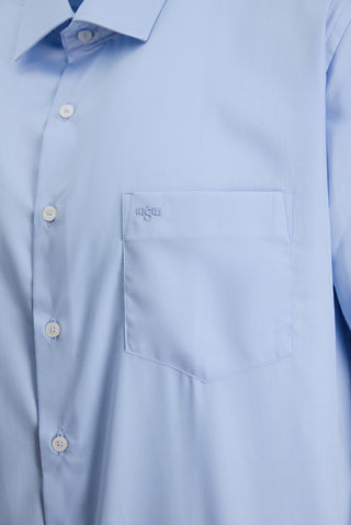 Uçuk Mavi Kısa Kol Regular Fit Non Iron Ütü Gerektirmeyen Pamuklu Cepli Gömlek