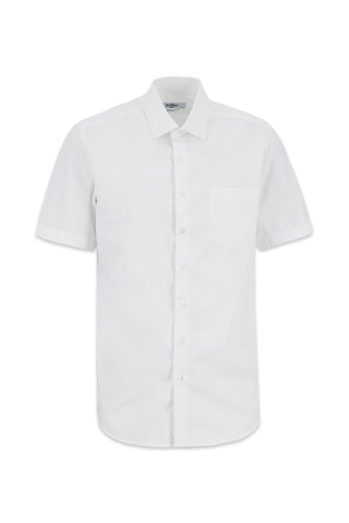 Beyaz Kısa Kol Regular Fit Non Iron Ütü Gerektirmeyen Pamuklu Cepli Gömlek