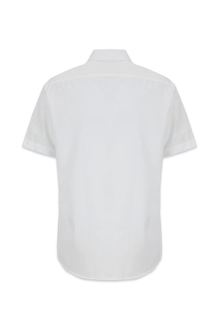 Beyaz Kısa Kol Regular Fit Non Iron Ütü Gerektirmeyen Pamuklu Cepli Gömlek