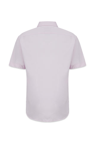 Toz Pembe Kısa Kol Regular Fit Non Iron Ütü Gerektirmeyen Pamuklu Cepli Gömlek