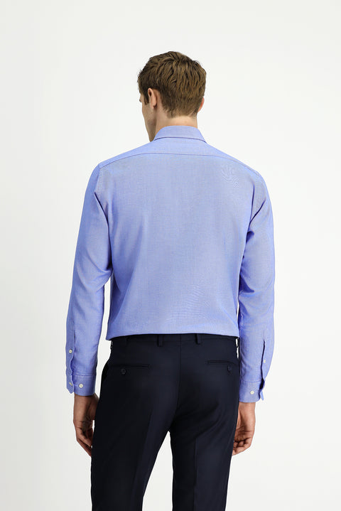 Blue Long Sleeve Regular Fit Oxford Button-Down Collar Cotton Shirt