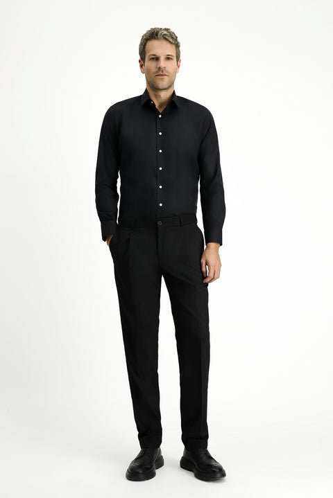 Black Long Sleeve Slim Fit 100% Cotton Four Seasons Easy Iron Breathable Men's Easy Care Classic Shirt