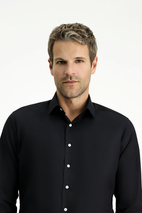 Black Long Sleeve Slim Fit 100% Cotton Four Seasons Easy Iron Breathable Men's Easy Care Classic Shirt