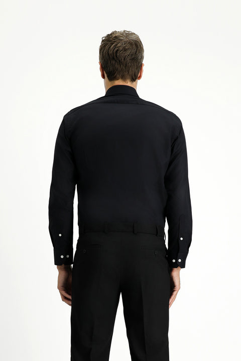 Black Long Sleeve Slim Fit 100% Cotton Four Seasons Easy Iron Breathable Men's Easy Care Classic Shirt