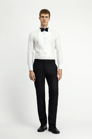 Beyaz Ata Yaka Slim Fit Dar Kesim Desenli Pamuklu Gömlek