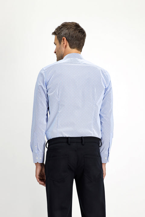 Light Blue Long Sleeve Slim Fit Non-Iron Classic Patterned Cotton Shirt