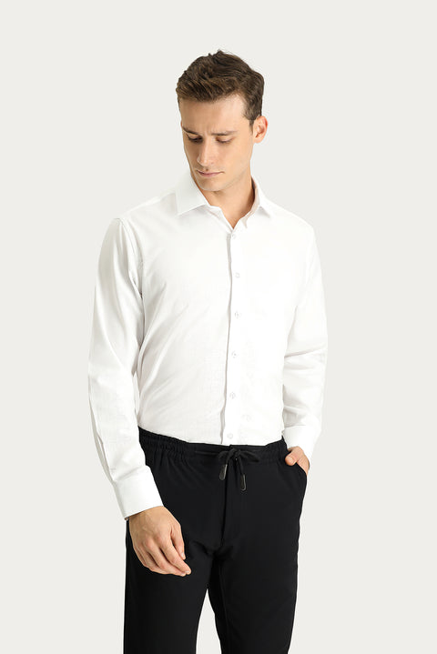 White Long Sleeve Regular Fit Oxford Cotton Shirt