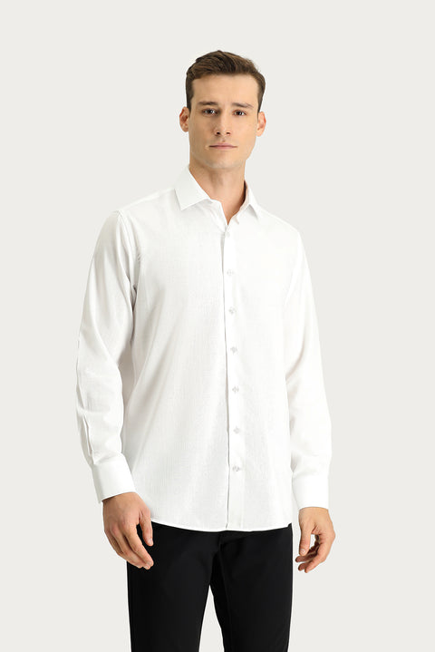 White Long Sleeve Regular Fit Oxford Cotton Shirt