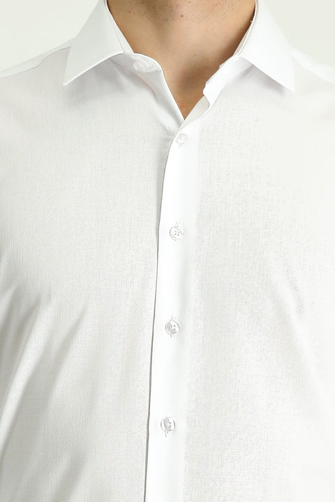 White Long Sleeve Regular Fit Oxford Cotton Shirt
