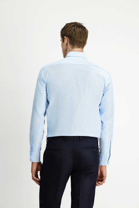 Light Turquoise Long Sleeve Regular Fit Patterned Cotton Button-Down Collar Oxford Shirt