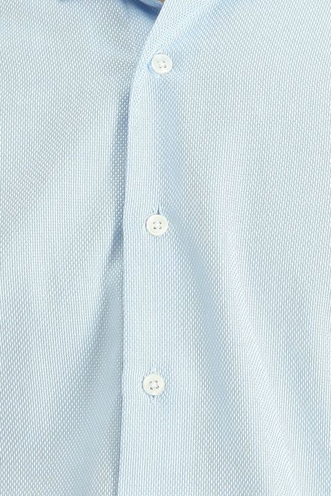 Light Turquoise Long Sleeve Regular Fit Patterned Cotton Button-Down Collar Oxford Shirt