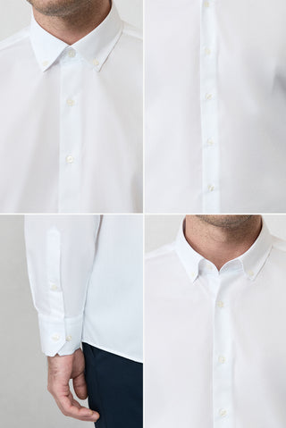 Beyaz Uzun Kol Regular Fit Düğmeli Yaka Pamuklu Non Iron Ütü Gerektirmeyen Gömlek