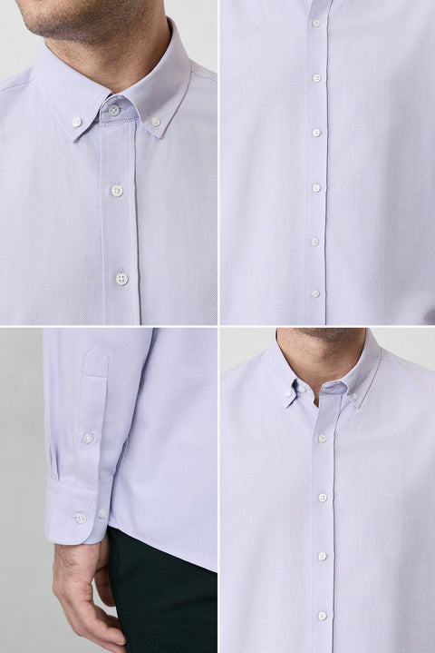 Lilac Long Sleeve Regular Fit Button-Down Collar Cotton Easy-Iron Oxford Four Seasons Shirt