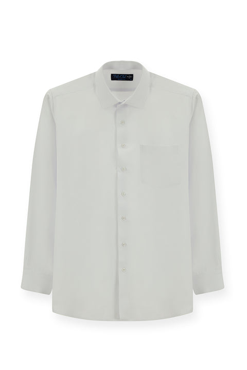 White Long Sleeve Regular Fit Classic Collar Cotton Easy Iron Pocketed Oxford Four Season Shirt