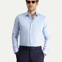 Light Blue Long Sleeve Slim Fit Narrow Cut Non-Iron Classic Cotton Shirt