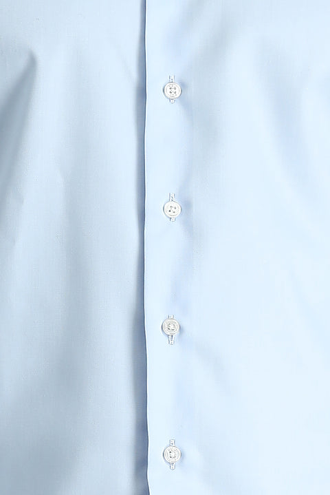 Light Blue Long Sleeve Slim Fit Narrow Cut Non-Iron Classic Cotton Shirt