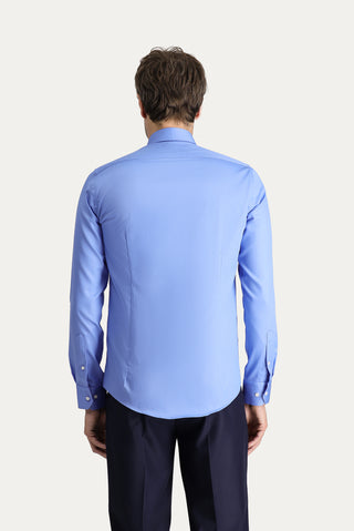 Koyu Mavi Uzun Kol Slim Fit Dar Kesim Non Iron Klasik Pamuklu Gömlek