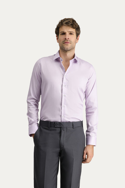 Lilac Long Sleeve Slim Fit Narrow Cut Non-Iron Classic Cotton Shirt