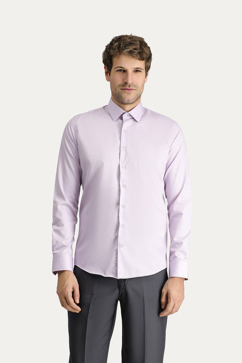 Lilac Long Sleeve Slim Fit Narrow Cut Non-Iron Classic Cotton Shirt