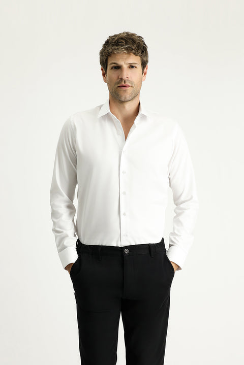 Beyaz Uzun Kol Slim Fit Dar Kesim Non Iron Klasik Pamuklu Gömlek