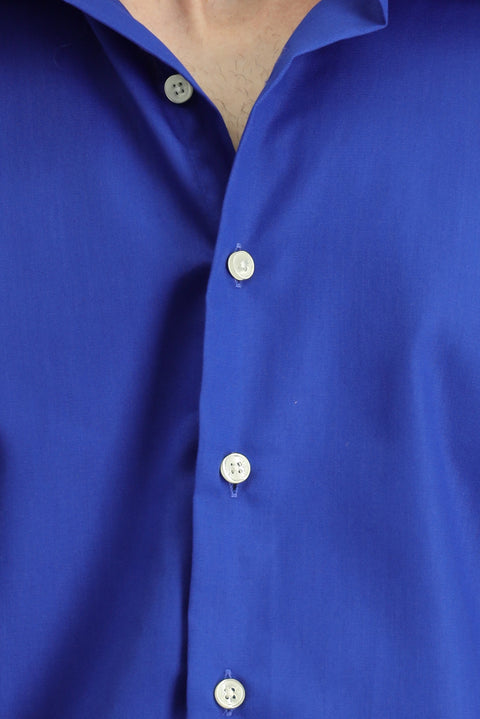 Navy Blue Long Sleeve Slim Fit Classic Non-Iron Cotton Shirt