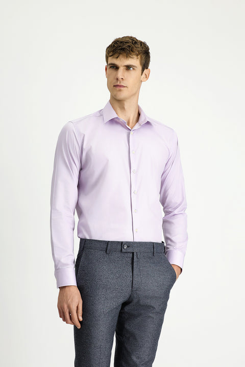 Lilac Long Sleeve Slim Fit Classic Non-Iron Cotton Shirt
