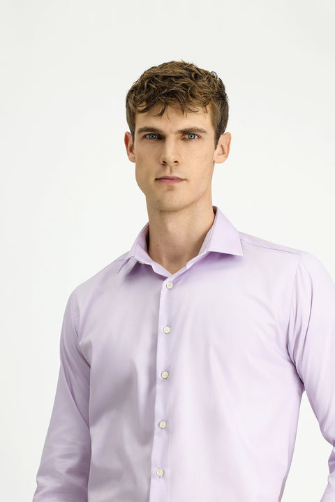 Lilac Long Sleeve Slim Fit Classic Non-Iron Cotton Shirt