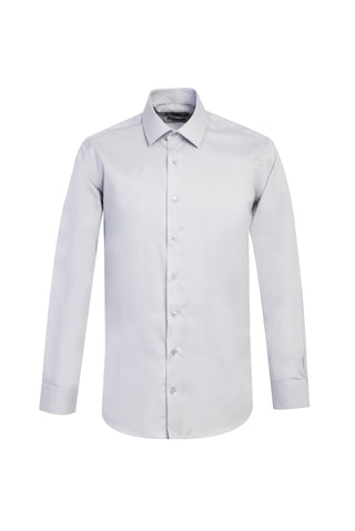 Orta Gri Uzun Kol Slim Fit Dar Kesim Klasik Non Iron Saten Pamuklu Gömlek