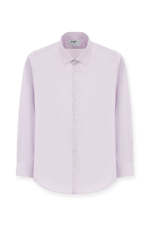 Lila Uzun Kol Slim Fit Dar Kesim Klasik Non Iron Saten Pamuklu Gömlek