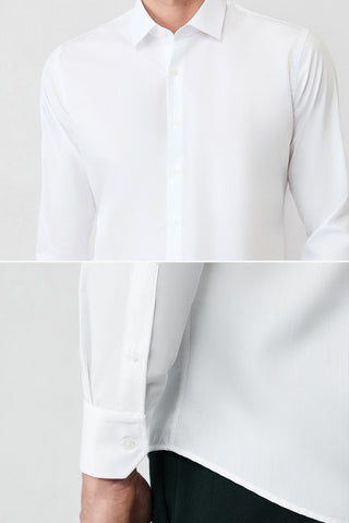 Beyaz Uzun Kol Slim Fit Non Iron Ütü Gerektirmeyen Pamuklu Klasik Gömlek
