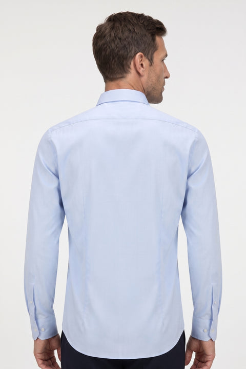 Light Blue Long Sleeve Slim Fit Button-Down Collar Cotton Non-Iron Shirt