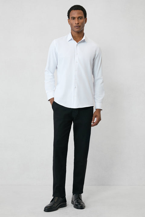 White Long Sleeve Slim Fit Classic Collar Cotton Easy-Iron Oxford Four Seasons Shirt