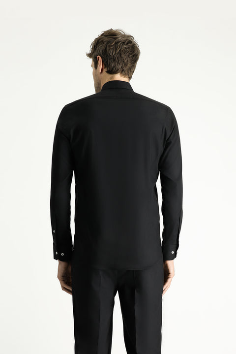 Black Techno-Line Long Sleeve Slim Fit Classic Shirt