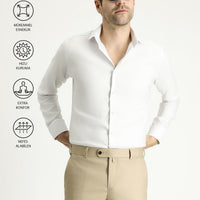 White Techno-Line Long Sleeve Slim Fit Classic Shirt