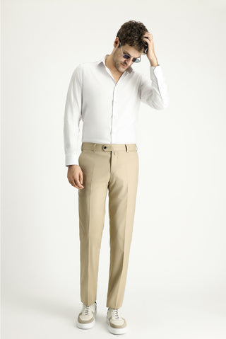 Beyaz Techno-Line Uzun Kol Slim Fit Dar Kesim Klasik Gömlek