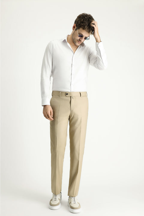 White Techno-Line Long Sleeve Slim Fit Classic Shirt