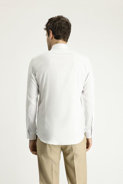 White Techno-Line Long Sleeve Slim Fit Classic Shirt