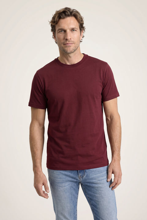 Koyu Bordo Bisiklet Yaka Regular Fit %100 Pamuk Süprem Basic Tişört