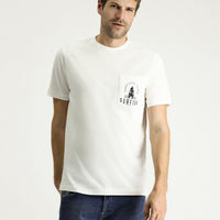 Off-white crew neck regular fit printed supreme cotton t-shirt