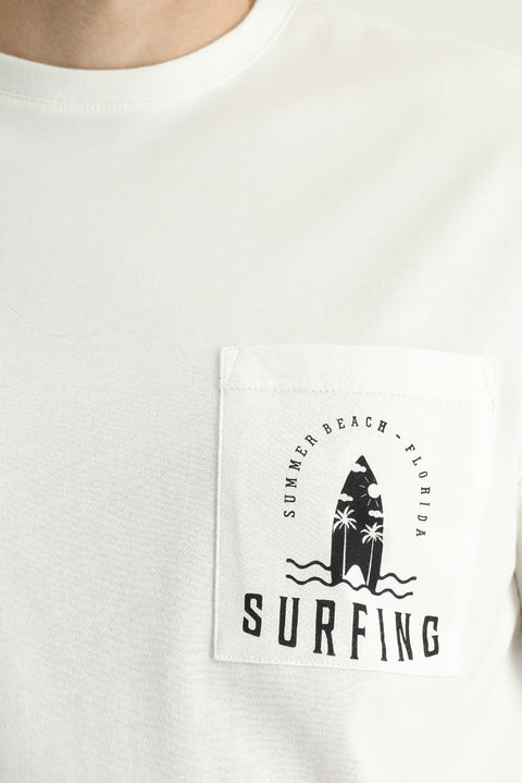 Off-white crew neck regular fit printed supreme cotton t-shirt